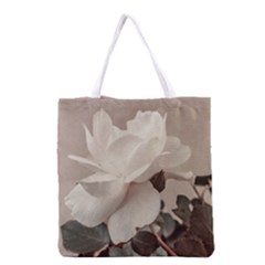 White Rose Vintage Style Photo In Ocher Colors All Over Print Grocery Tote Bag by dflcprints