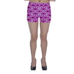 Floral Print Pink Passionate Dreams  Skinny Shorts by dflcprintsclothing