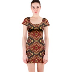 Tribal Print Vivid Pattern Short Sleeve Bodycon Dress