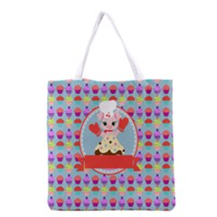 Cupcake With Cute Pig Chef Grocery Tote Bag by GardenOfOphir