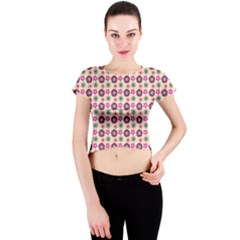 Cute Floral Pattern Crew Neck Crop Top by GardenOfOphir