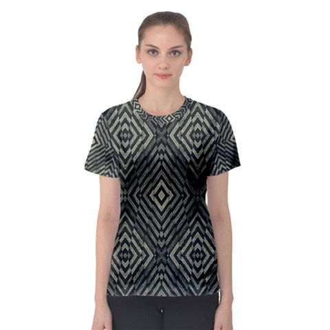 Geometric Futuristic Grunge Print Women s Sport Mesh Tee by dflcprintsclothing