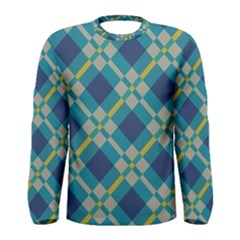 Squares And Stripes Pattern Men Long Sleeve T-shirt