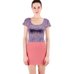 Purple Paisley Short Sleeve Bodycon Dress by StuffOrSomething