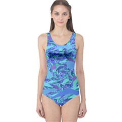 Blue Confetti Storm One Piece Swimsuit by KirstenStar