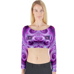 Purple Ecstasy Fractal Long Sleeve Crop Top (tight Fit) by KirstenStar