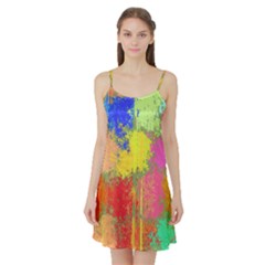 Colorful Paint Spots Satin Night Slip by LalyLauraFLM