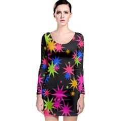 Colorful Stars Pattern Long Sleeve Bodycon Dress