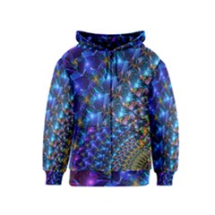 Blue Sunrise Fractal Kids Zipper Hoodie by KirstenStar