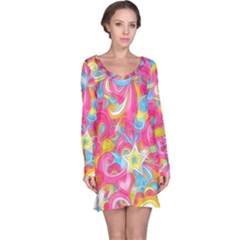 Hippy Peace Swirls Long Sleeve Nightdress by KirstenStar