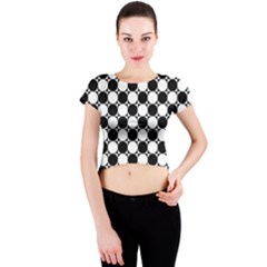 Black And White Polka Dots Crew Neck Crop Top by ElenaIndolfiStyle