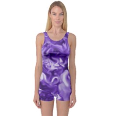 Lavender Smoke Swirls One Piece Boyleg Swimsuit by KirstenStar