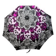 Skull Butterfly Folding Umbrellas by ArtistRoseanneJones