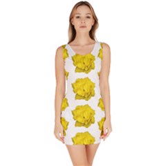 Yellow Rose Pattern Print  Bodycon Dresses