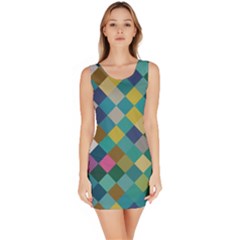 Rhombus Pattern In Retro Colors Bodycon Dress