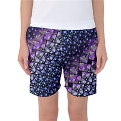 Dusk Blue And Purple Fractal Women s Basketball Shorts