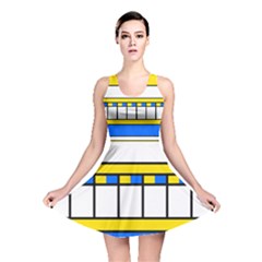 Stripes And Squares Reversible Skater Dress by LalyLauraFLM