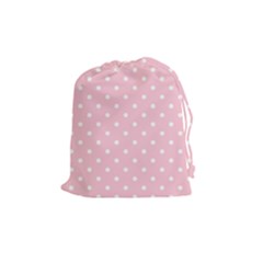 Pink Polka Dots Drawstring Pouches (medium)  by LokisStuffnMore