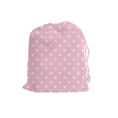 Pink Polka Dots Drawstring Pouches (large)  by LokisStuffnMore