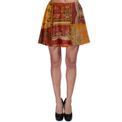 India Print Realism Fabric Art Skater Skirts by TheWowFactor