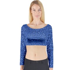 Sparkling Glitter Blue Long Sleeve Crop Top