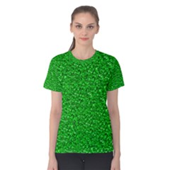 Sparkling Glitter Neon Green Women s Cotton Tees