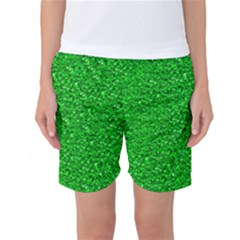 Sparkling Glitter Neon Green Women s Basketball Shorts