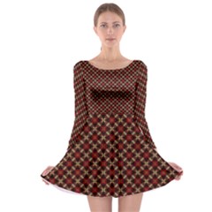 Cute Pretty Elegant Pattern Long Sleeve Skater Dress