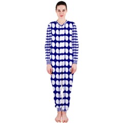 Blue And White Leaf Pattern Onepiece Jumpsuit (ladies) 