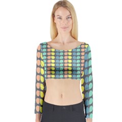 Colorful Leaf Pattern Long Sleeve Crop Top by GardenOfOphir