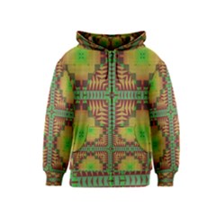 Tribal Shapes Pattern Kids Zipper Hoodie by LalyLauraFLM