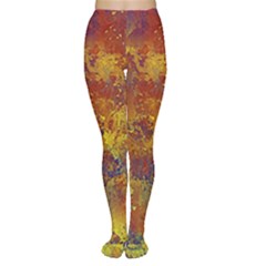 Abstract In Gold, Blue, And Red Women s Tights by digitaldivadesigns