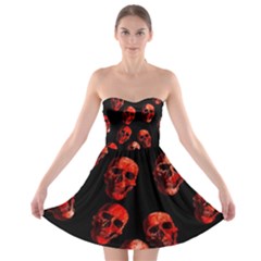 Skulls Red Strapless Bra Top Dress