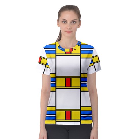 Colorful Squares And Rectangles Pattern Women s Sport Mesh Tee by LalyLauraFLM