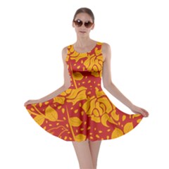 Floral Wallpaper Hot Red Skater Dresses by ImpressiveMoments