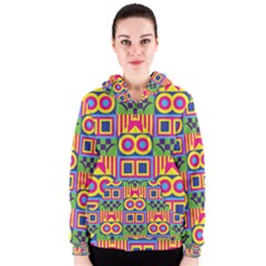 Colorful Shapes In Rhombus Pattern Women s Zipper Hoodie