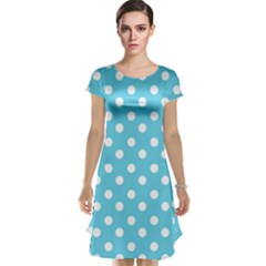 Sky Blue Polka Dots Cap Sleeve Nightdresses by GardenOfOphir