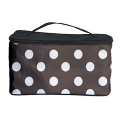 Brown And White Polka Dots Cosmetic Storage Cases by GardenOfOphir