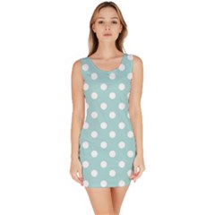 Blue And White Polka Dots Bodycon Dresses