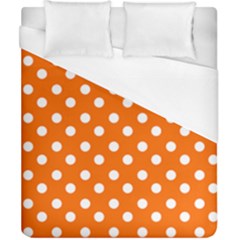 Orange And White Polka Dots Duvet Cover Single Side (double Size)