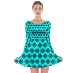 Abstract Knot Geometric Tile Pattern Long Sleeve Skater Dress by GardenOfOphir