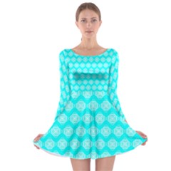 Abstract Knot Geometric Tile Pattern Long Sleeve Skater Dress by GardenOfOphir