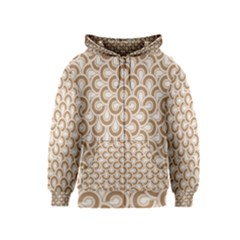 Retro Mirror Pattern Brown Kids Zipper Hoodies