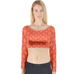 Retro Mirror Pattern Red Long Sleeve Crop Top