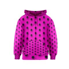 Hot Pink Black Polka-dot  Kids Zipper Hoodies by OCDesignss