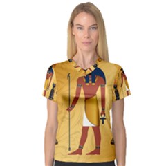 Anubis, Ancient Egyptian God Of The Dead Rituals  Women s V-neck Sport Mesh Tee