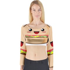 Kawaii Burger Long Sleeve Crop Top