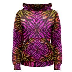 Florescent Pink Zebra Pattern  Women s Pullover Hoodies by OCDesignss