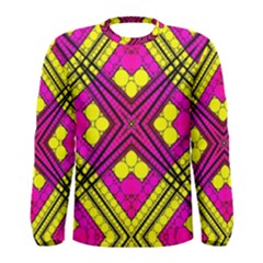 Florescent Pink Yellow Abstract  Men s Long Sleeve T-shirts