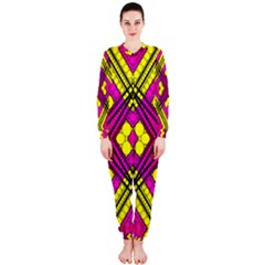 Florescent Pink Yellow Abstract  Onepiece Jumpsuit (ladies)  by OCDesignss